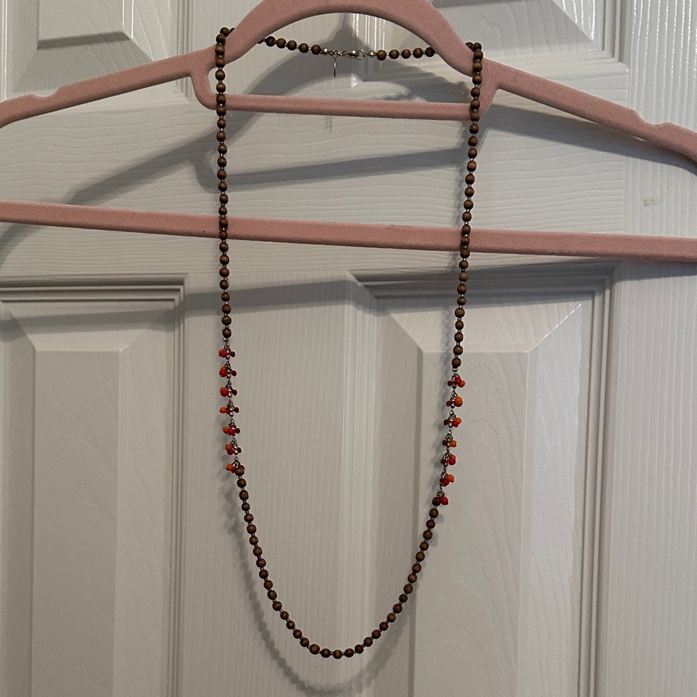 Express Brown and Red Beaded Necklace